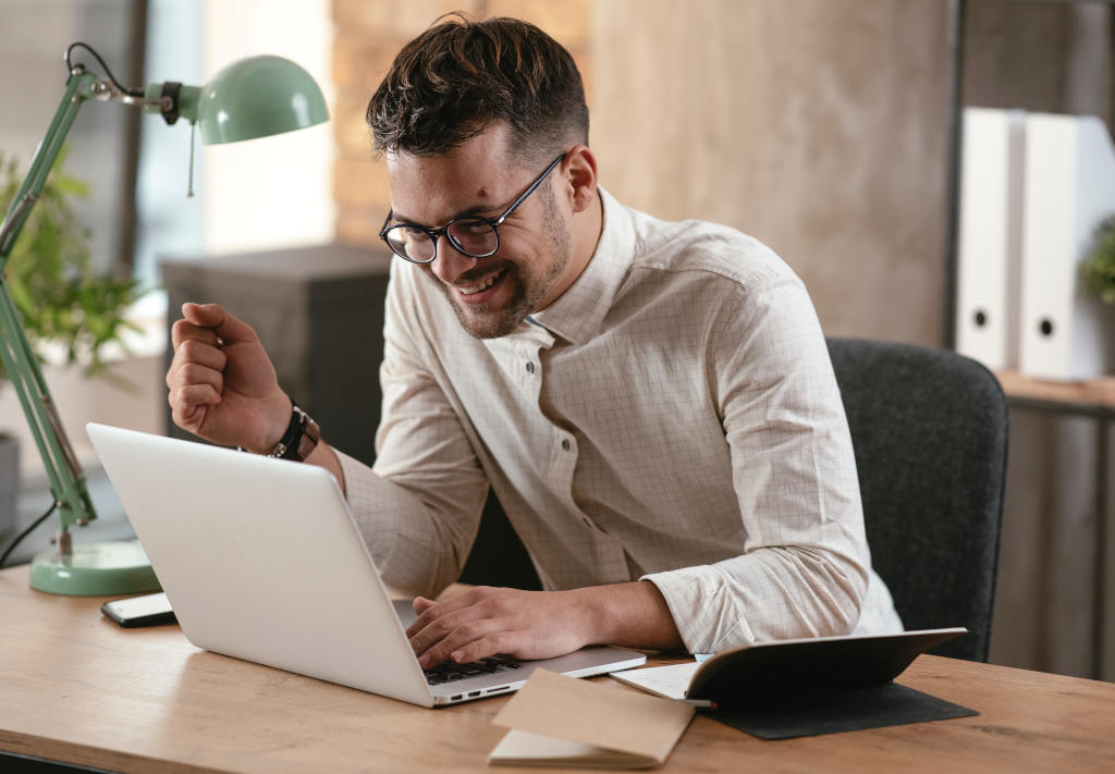 Businessman using laptop